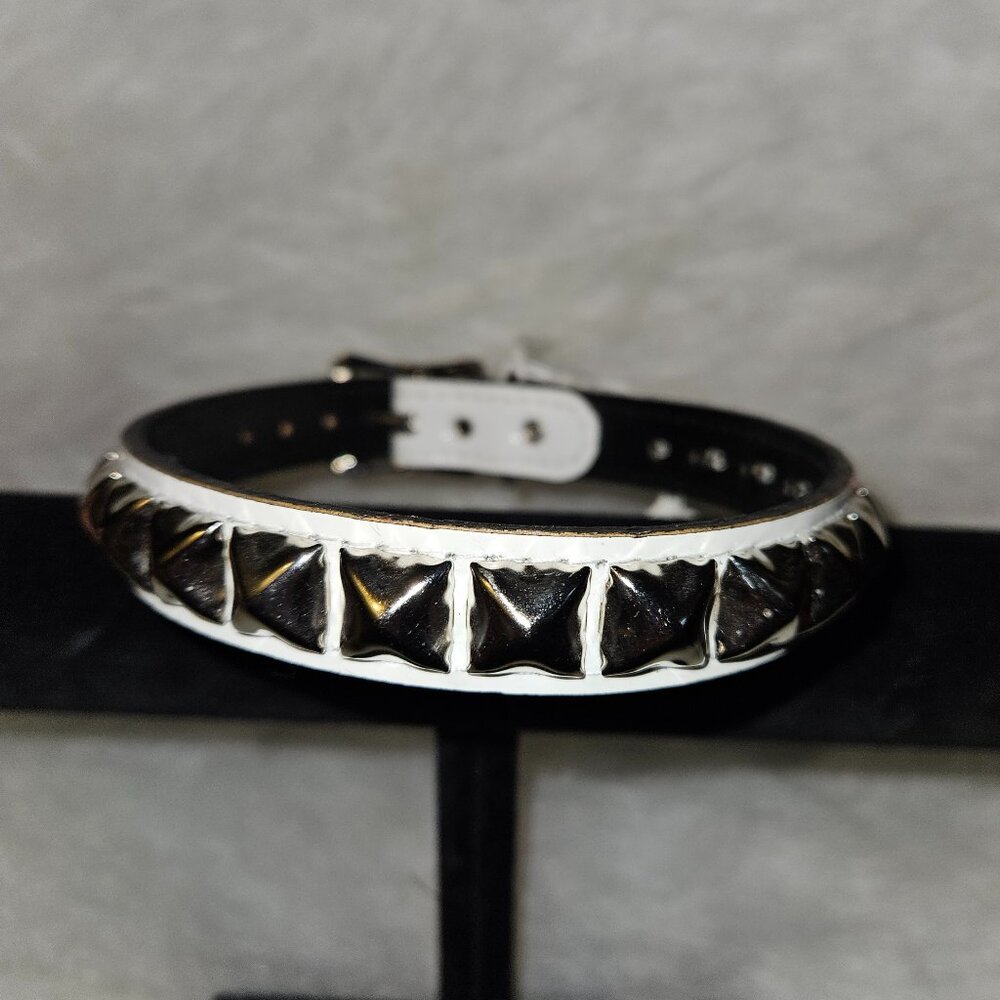 NEW White faux leather Chocker with Studs Punk EDC RAVE